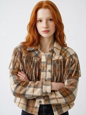 Vigoss Fringe Flannel Jacket